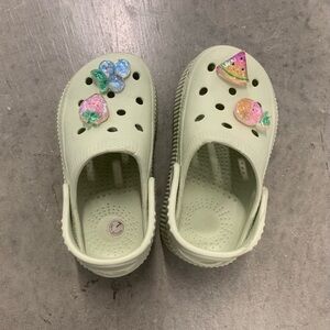 Kids Light Green Clogs with Fun Charms